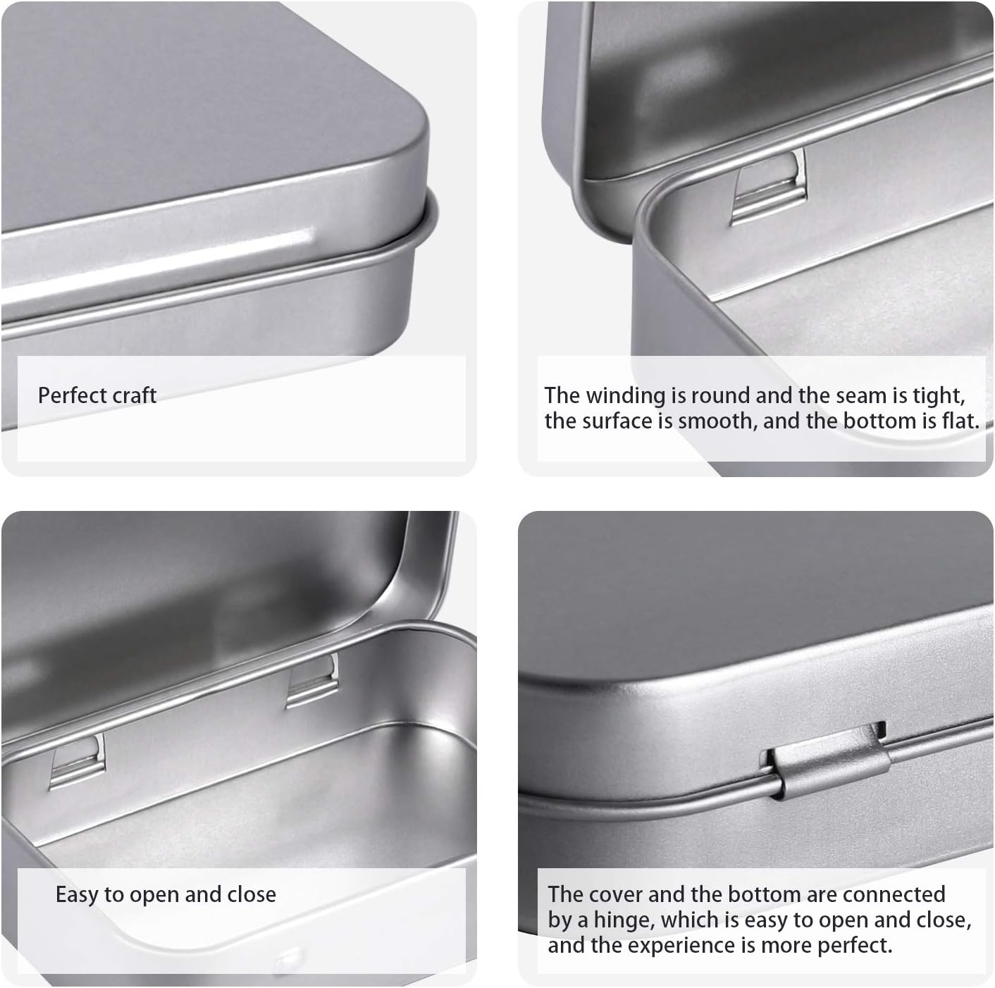 Empty Rectangular Metal Hinged Tins