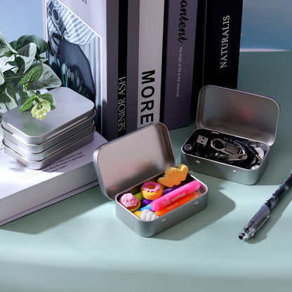Empty Rectangular Metal Hinged Tins